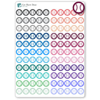 Baseball Softball Icon Planner Sticker / 110 Dot Icon Vinyl 1/3”) / Sports Exercise Fitness Health Game Practice  / Essential Productivity Life Planner/Bujo Bullet Journaling