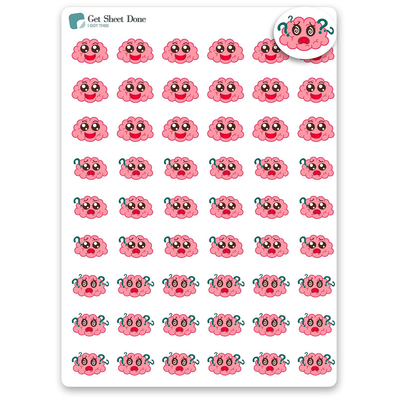 Brain Fog Tracker Stickers / 54 Fun Vinyl Stickers (1/2”) / Health Wellness Stickers Period Menstruation Menopause/Essential Productivity Life Planner Self Care/Bujo Bulleted Journal