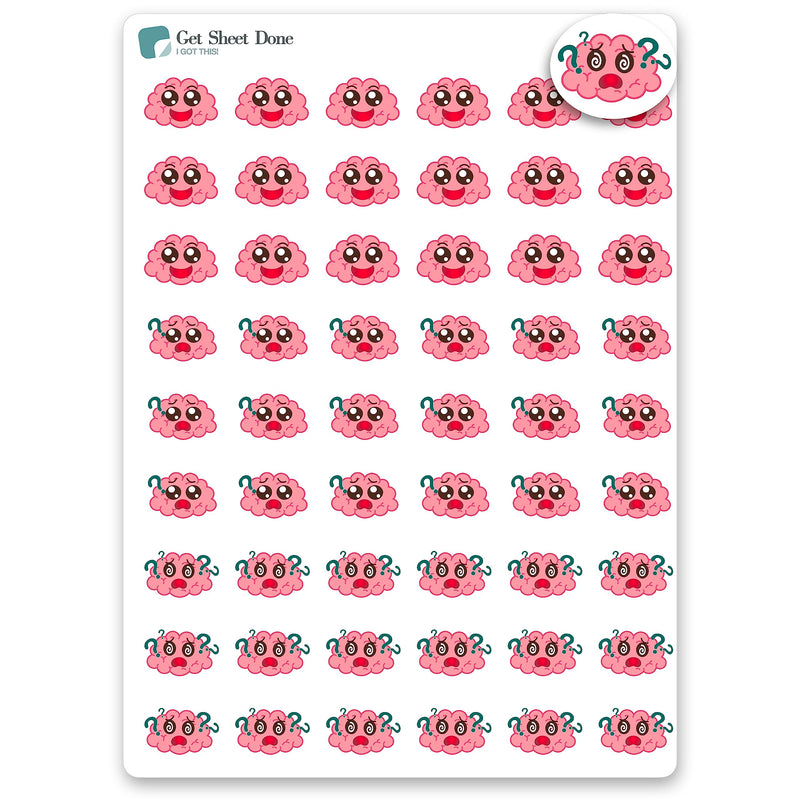 Brain Fog Tracker Stickers / 54 Fun Vinyl Stickers (1/2”) / Health Wellness Stickers Period Menstruation Menopause/Essential Productivity Life Planner Self Care/Bujo Bulleted Journal