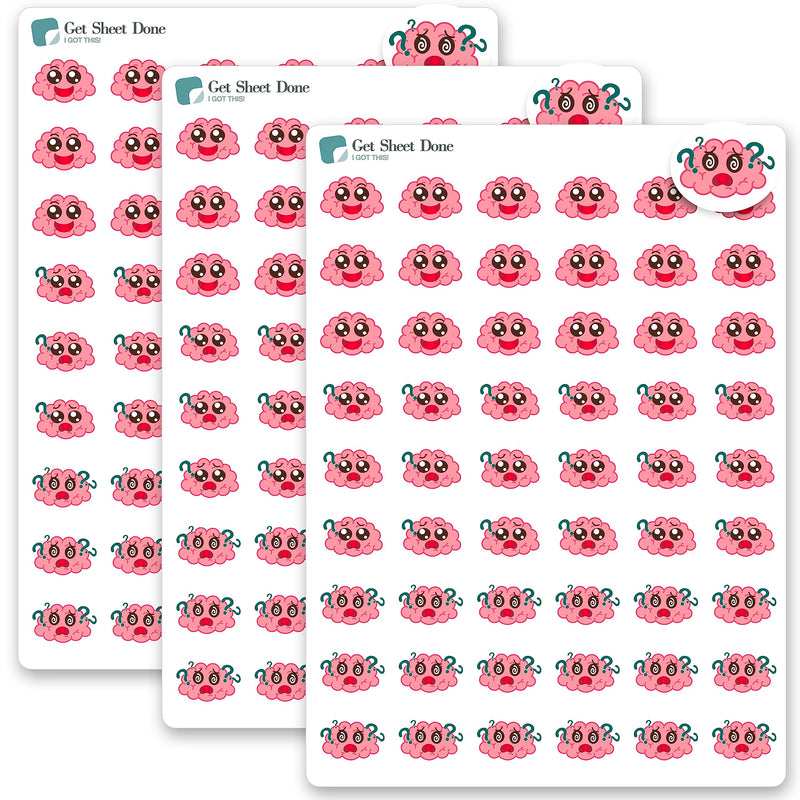 Brain Fog Tracker Stickers / 54 Fun Vinyl Stickers (1/2”) / Health Wellness Stickers Period Menstruation Menopause/Essential Productivity Life Planner Self Care/Bujo Bulleted Journal