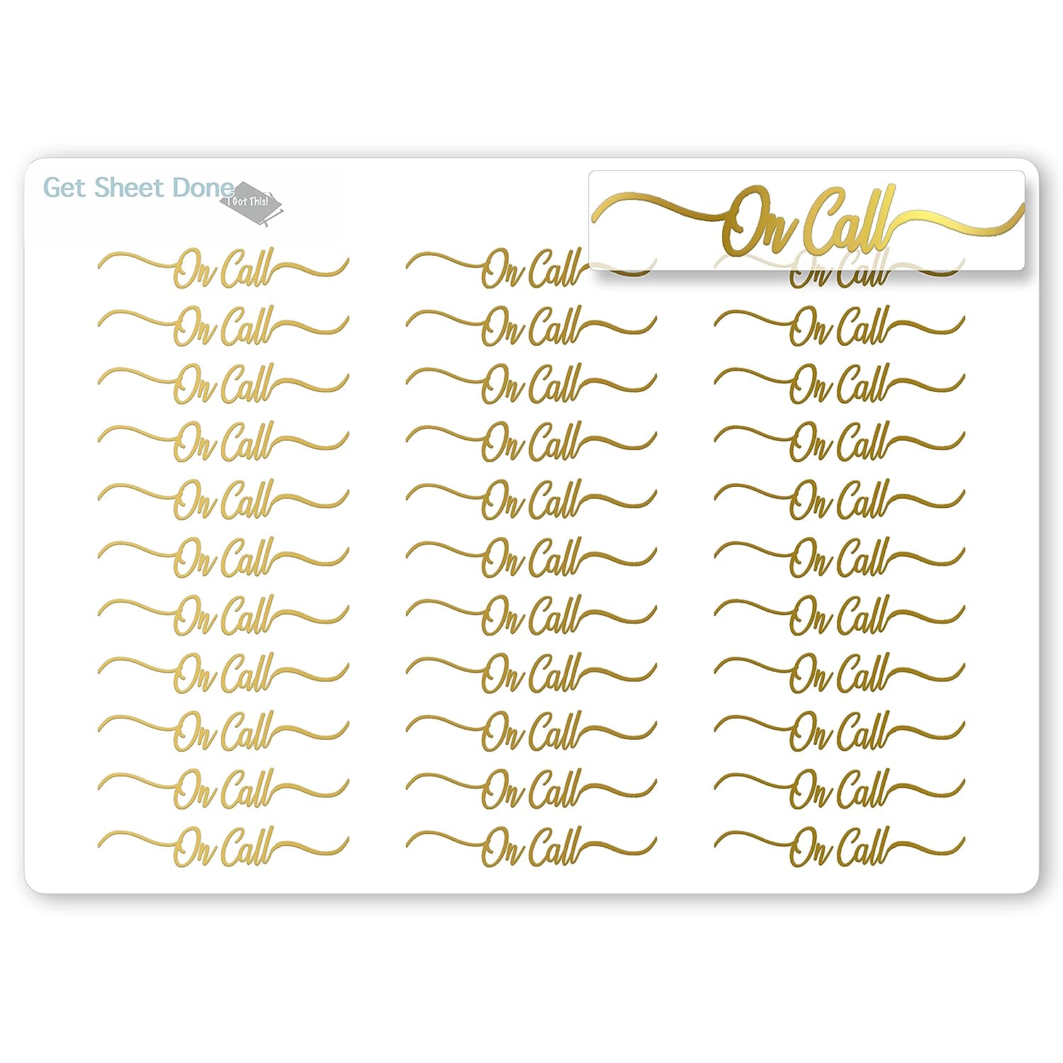 On Call Foiled Script Stickers