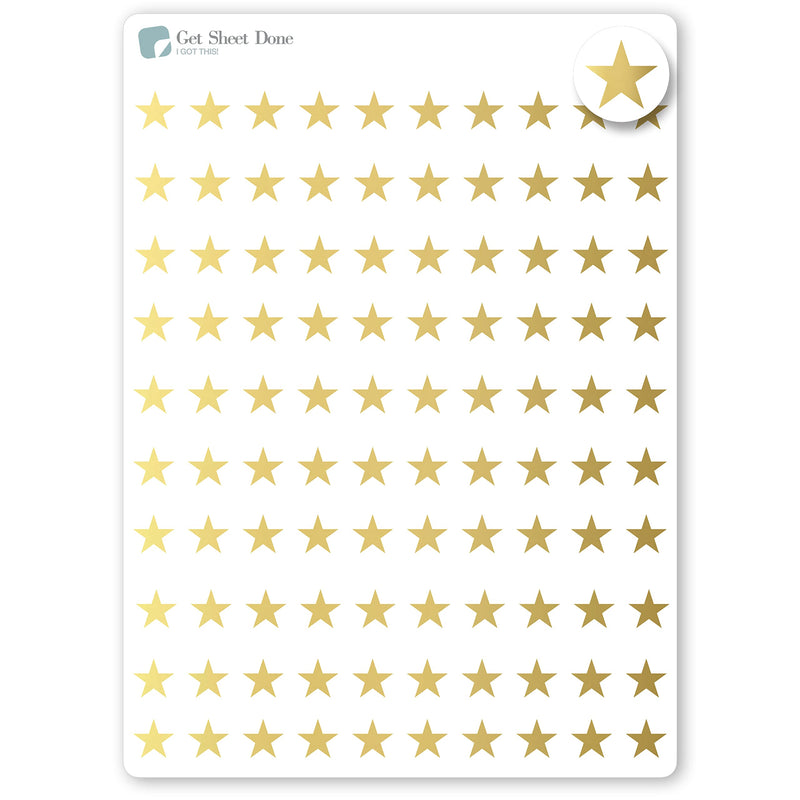 Gold Foiled star  100 Mini Micro Dot Decals   for color code coding productivity planning craft kid reward reminder appointment chores todo Planner Stickers / Bullet Journaling / Bujo / Essential Productivity Stickers