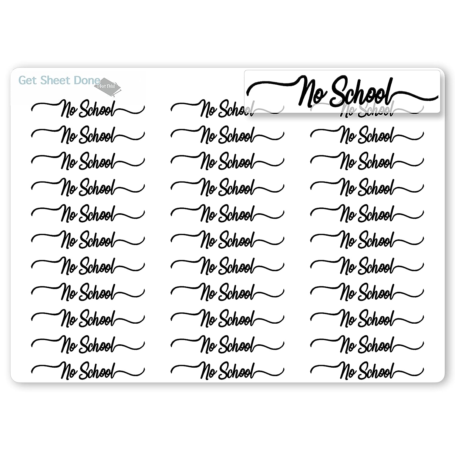 No School Foiled Script Stickers