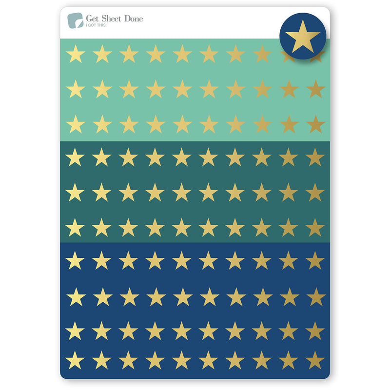 Gold Foiled star  100 Mini Micro Dot Decals   for color code coding productivity planning craft kid reward reminder appointment chores todo Planner Stickers / Bullet Journaling / Bujo / Essential Productivity Stickers