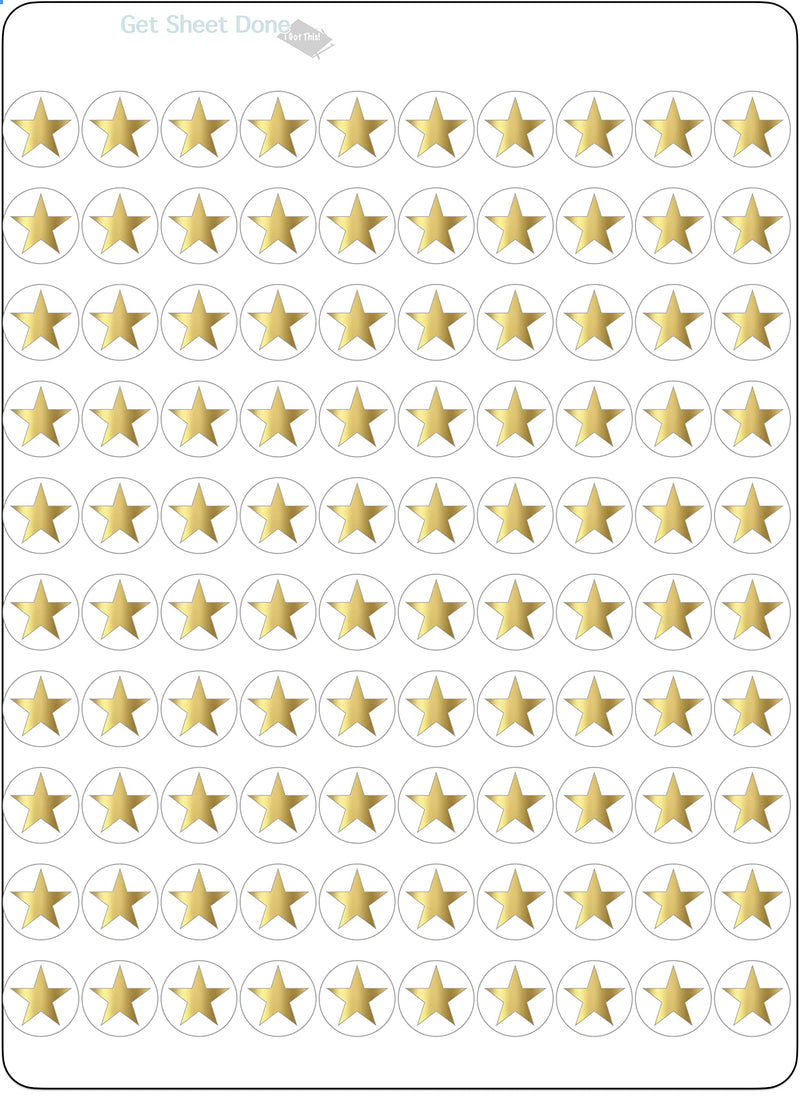Gold Foiled star  100 Mini Micro Dot Decals   for color code coding productivity planning craft kid reward reminder appointment chores todo Planner Stickers / Bullet Journaling / Bujo / Essential Productivity Stickers