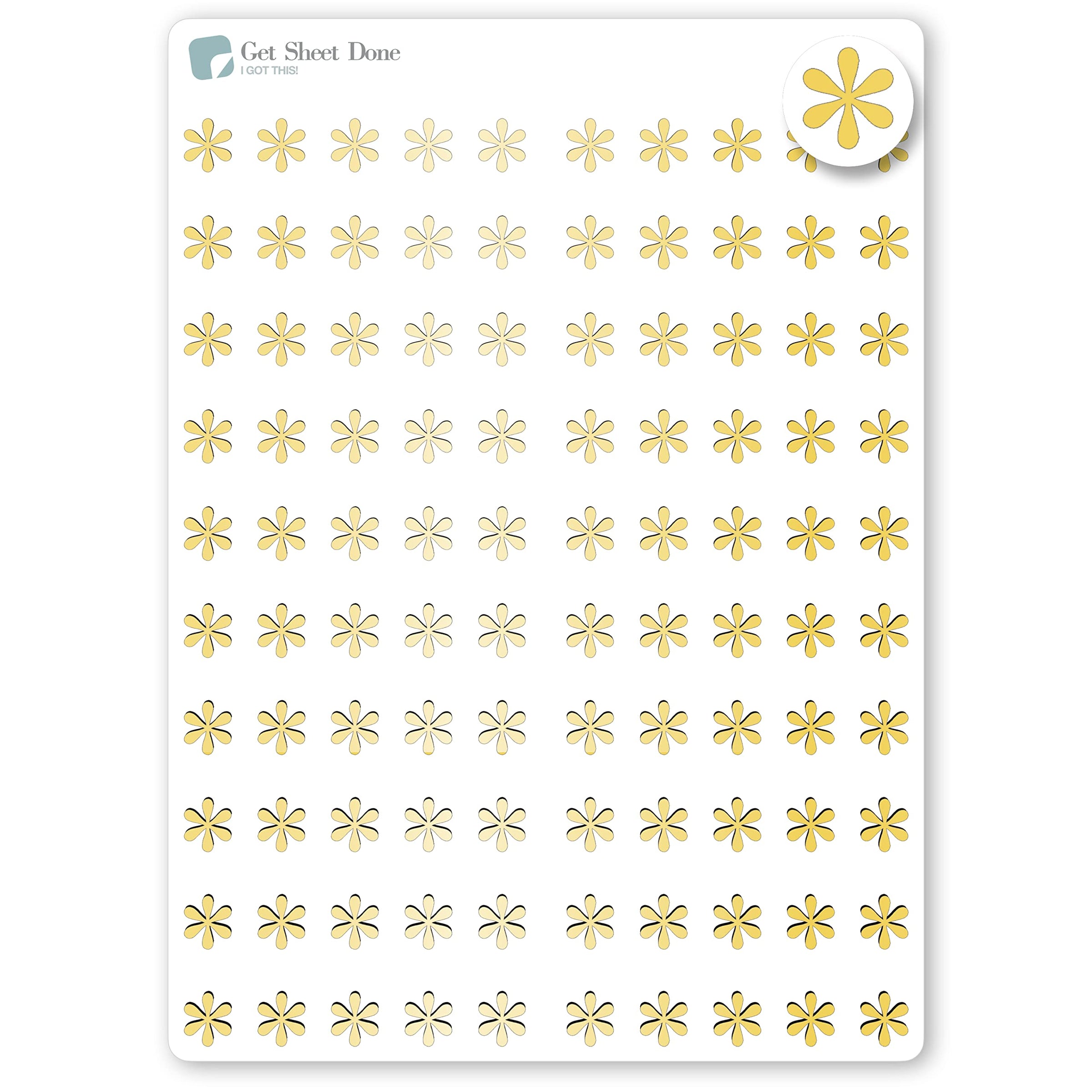 Gold Foiled Asterisk Dot   / 100 mini dots (1/3") / Productivity Bullet Point /Vinyl Micro Dots/ Accessory/Bujo Journaling Planner Stickers / Bullet Journaling / Bujo / Essential Productivity Stickers