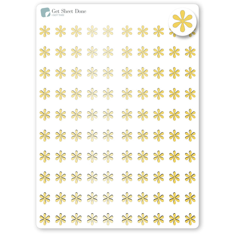 Gold Foiled Asterisk Dot   / 100 mini dots (1/3") / Productivity Bullet Point /Vinyl Micro Dots/ Accessory/Bujo Journaling Planner Stickers / Bullet Journaling / Bujo / Essential Productivity Stickers