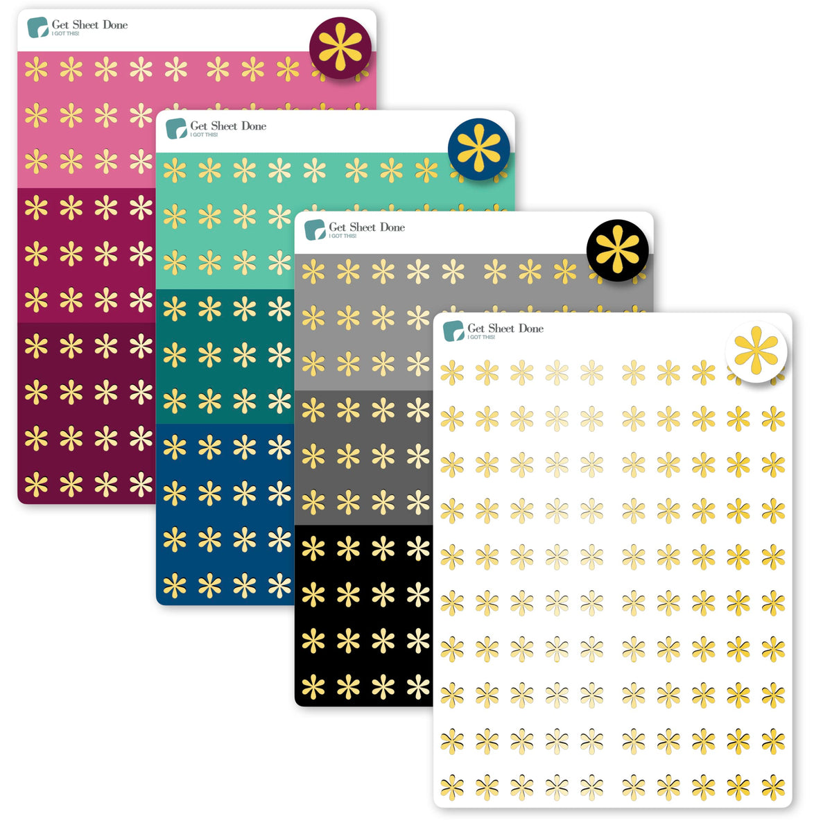 Gold Foiled Asterisk Dot   / 100 mini dots (1/3") / Productivity Bullet Point /Vinyl Micro Dots/ Accessory/Bujo Journaling Planner Stickers / Bullet Journaling / Bujo / Essential Productivity Stickers