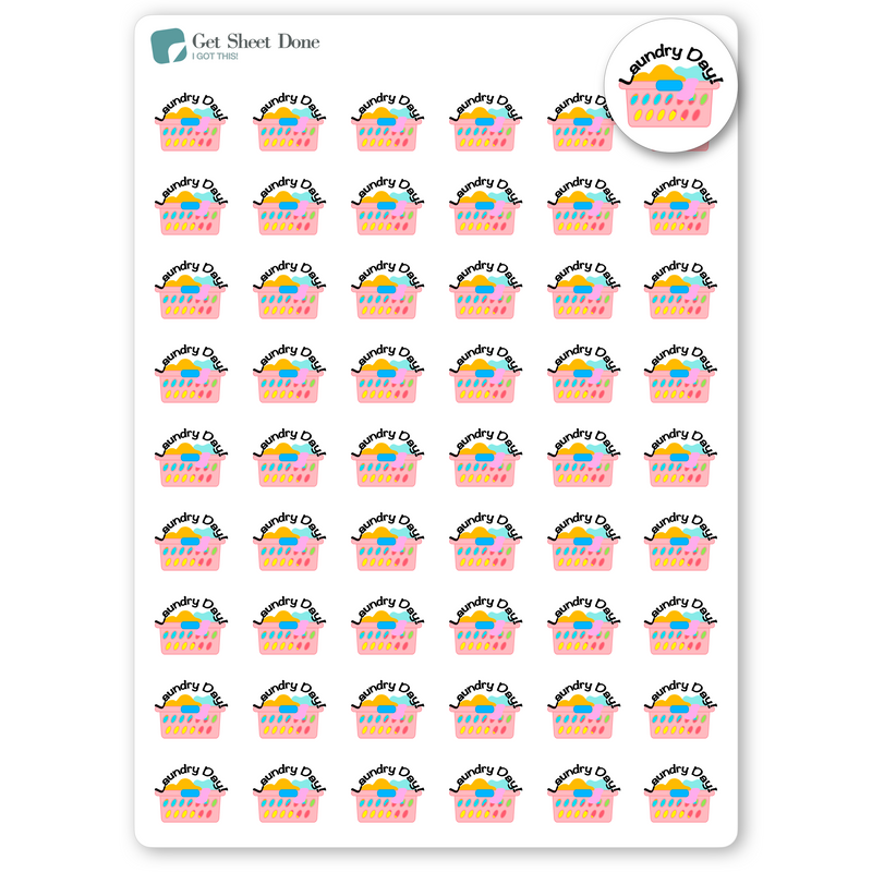 Laundry Day Planner Stickers / Chore Reminder Stickers / Bullet Journaling / Bujo / Essential Productivity Stickers