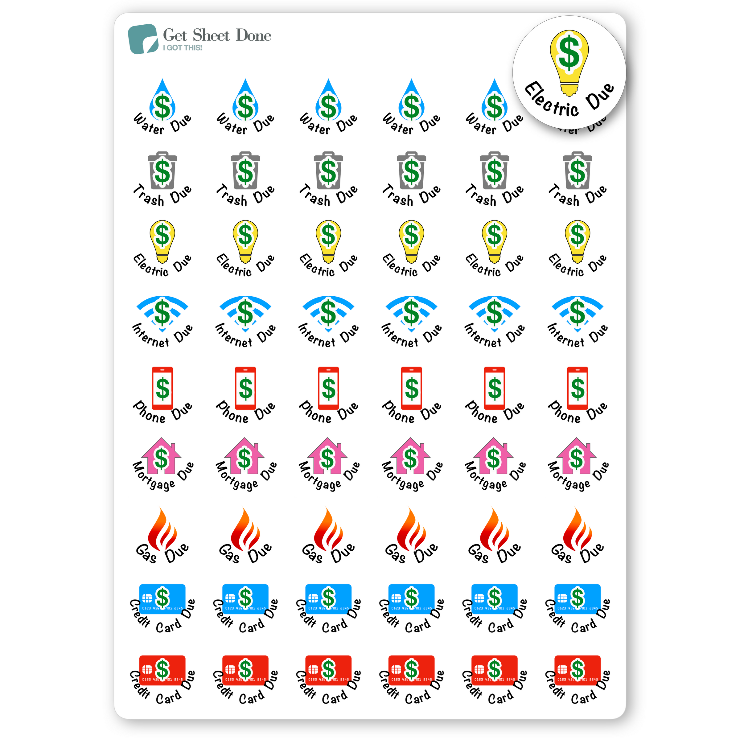 Pay Bills Planner Stickers