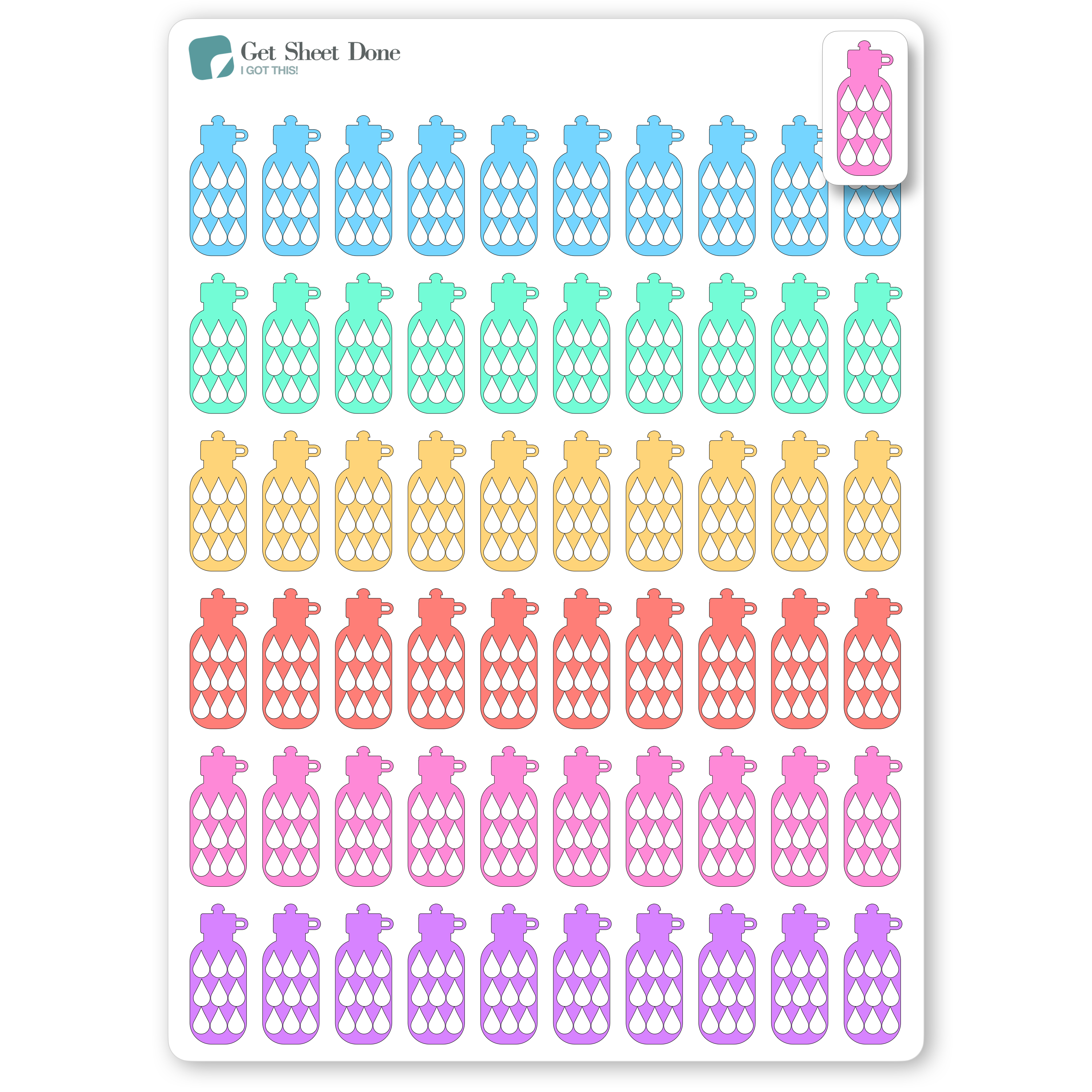 Water Tracker Stickers - Habit Stickers - Health and Wellness Stickers –  Get Sheet Done