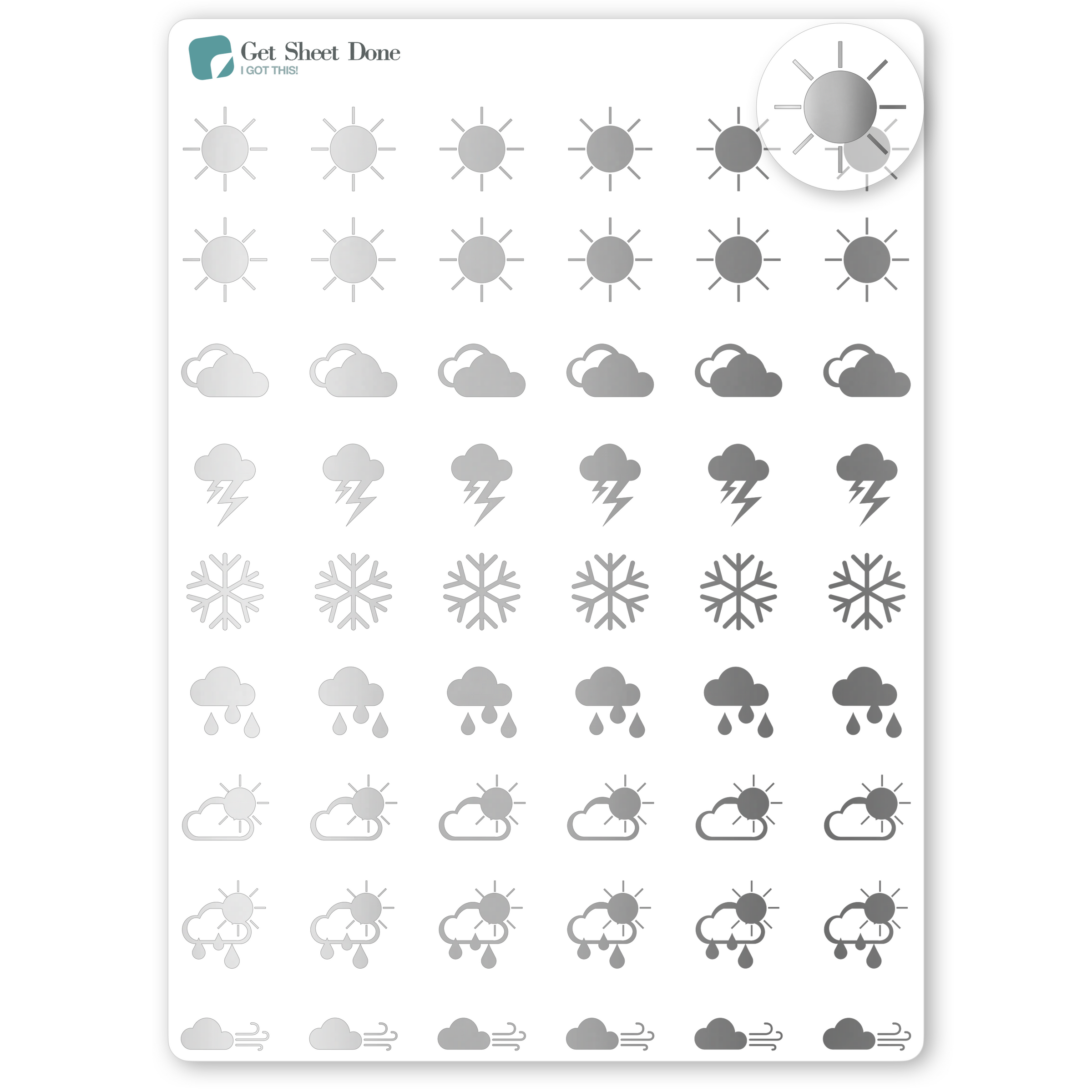 Foiled Weather Planner Stickers.
