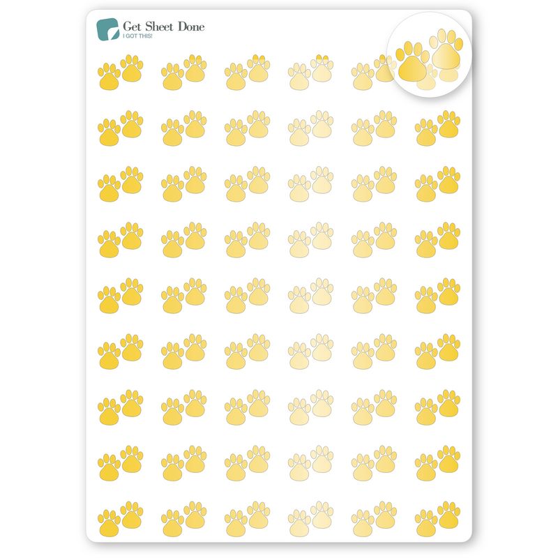 Foiled Pet Paw Planner Stickers.