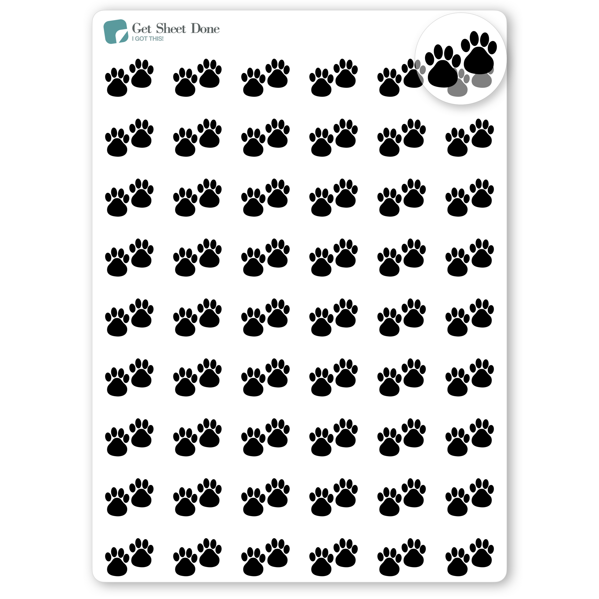 Foiled Pet Paw Planner Stickers.