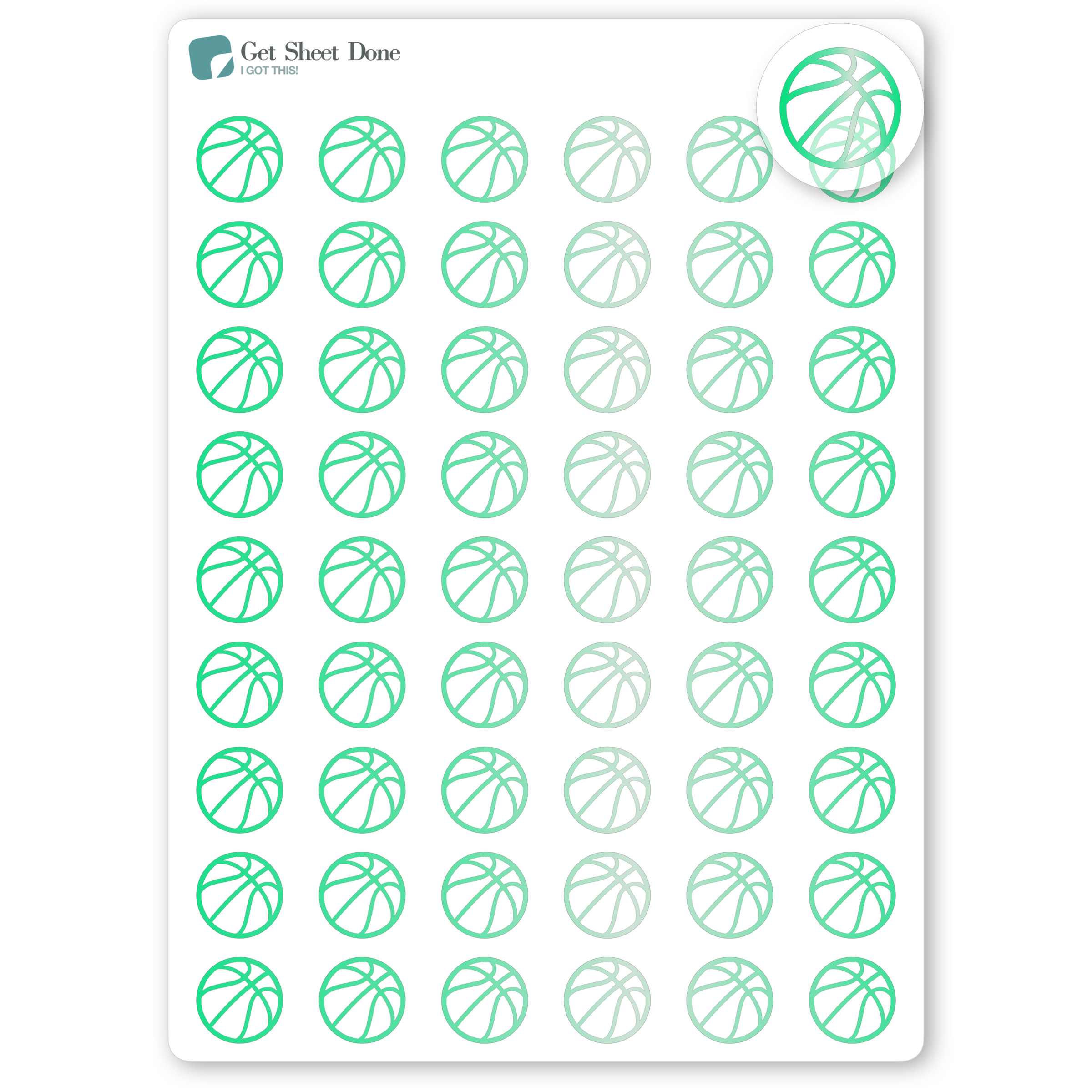 Foiled Basketball Stickers.