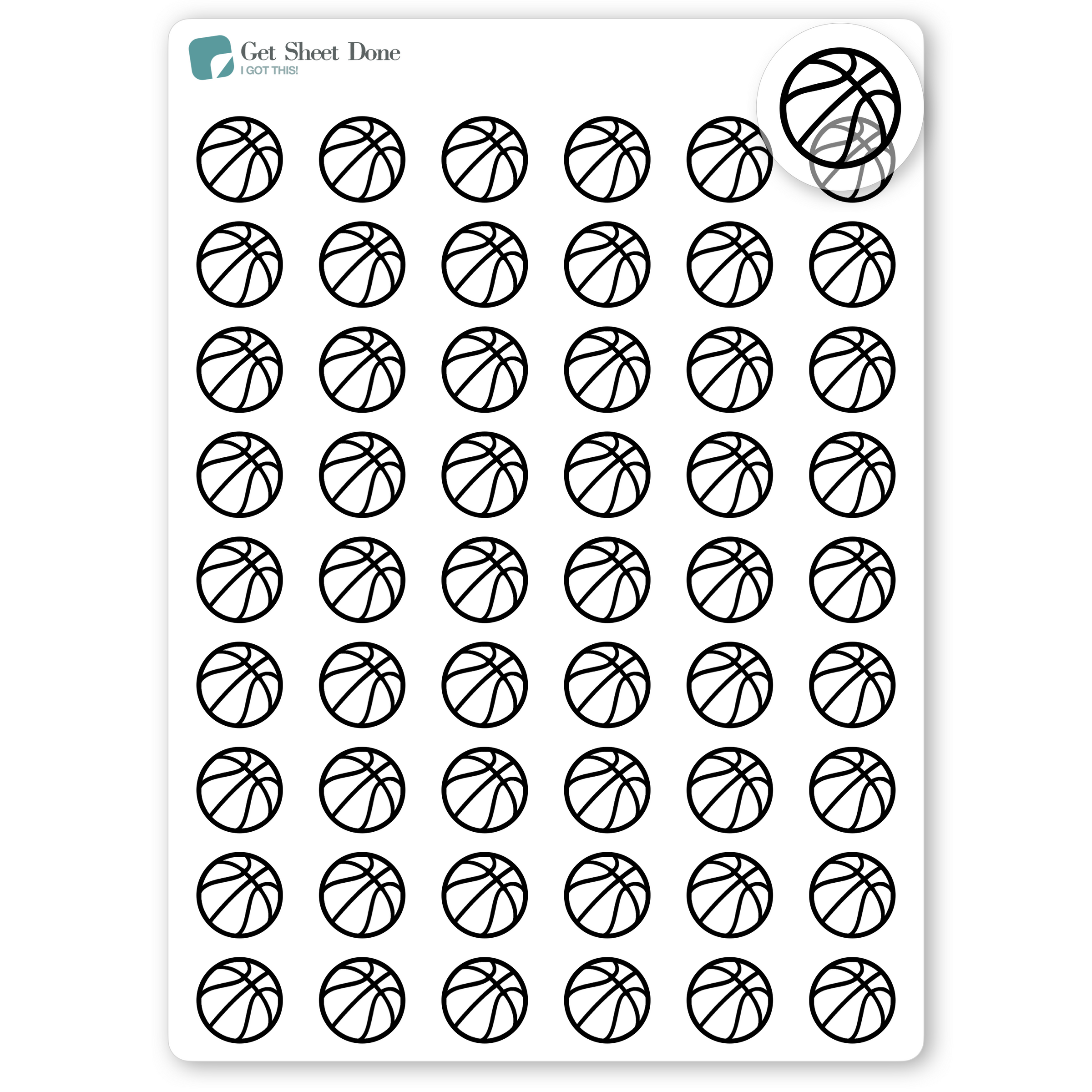 Foiled Basketball Stickers.