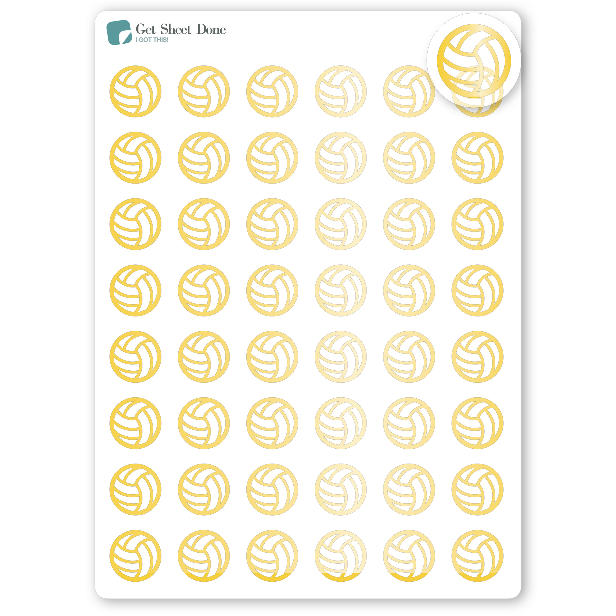 Foiled Volleyball Stickers.