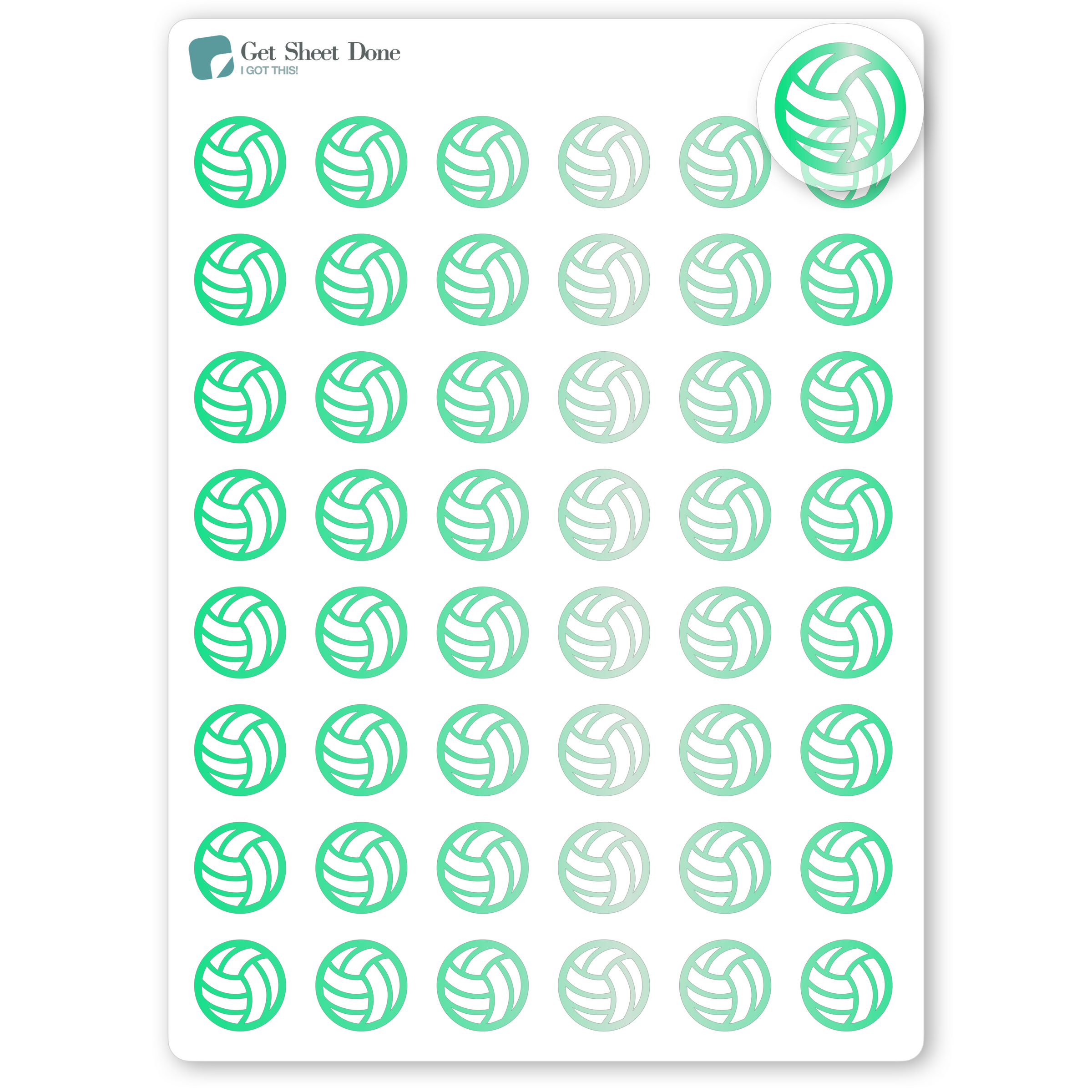 Foiled Volleyball Stickers.