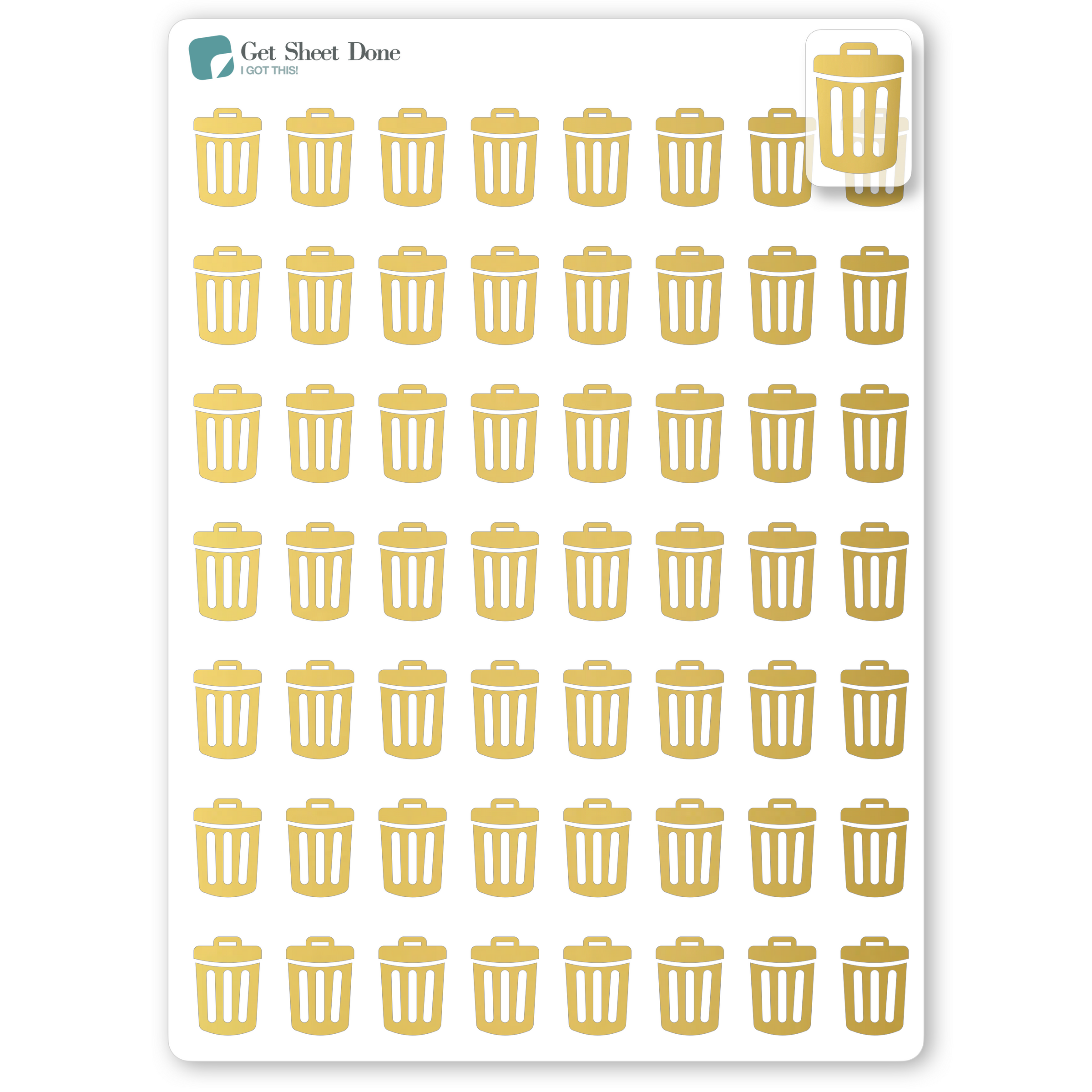 Foiled Trash Day Planner Stickers.