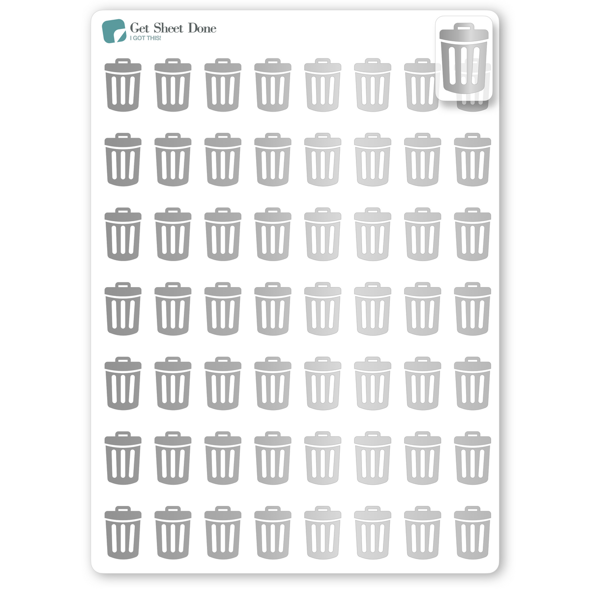 Foiled Trash Day Planner Stickers.