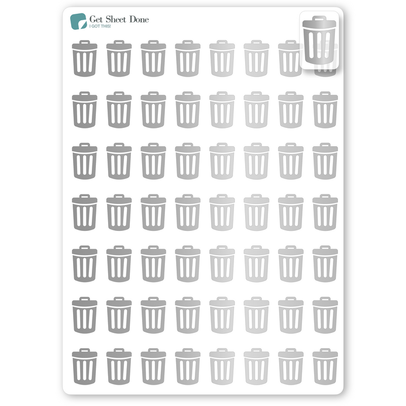 Foiled Trash Day Planner Stickers.