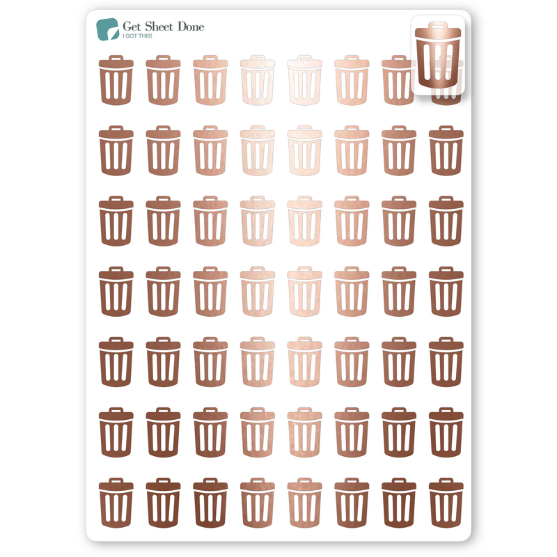 Foiled Trash Day Planner Stickers.