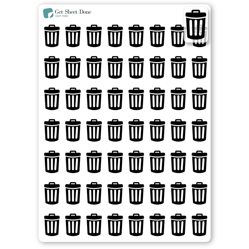 Foiled Trash Day Planner Stickers.