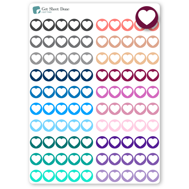 Heart Dot Planner Stickers / Bullet Journaling / Bujo / Essential Productivity Stickers