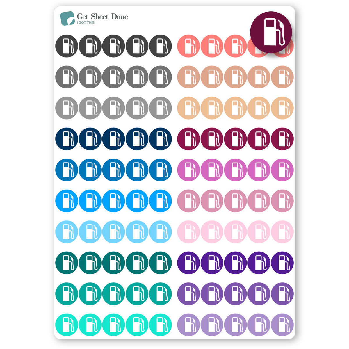 Gas Check Sticker Gas Icon Stickers - Car Maintenance Reminder - Chore Stickers – Get ...