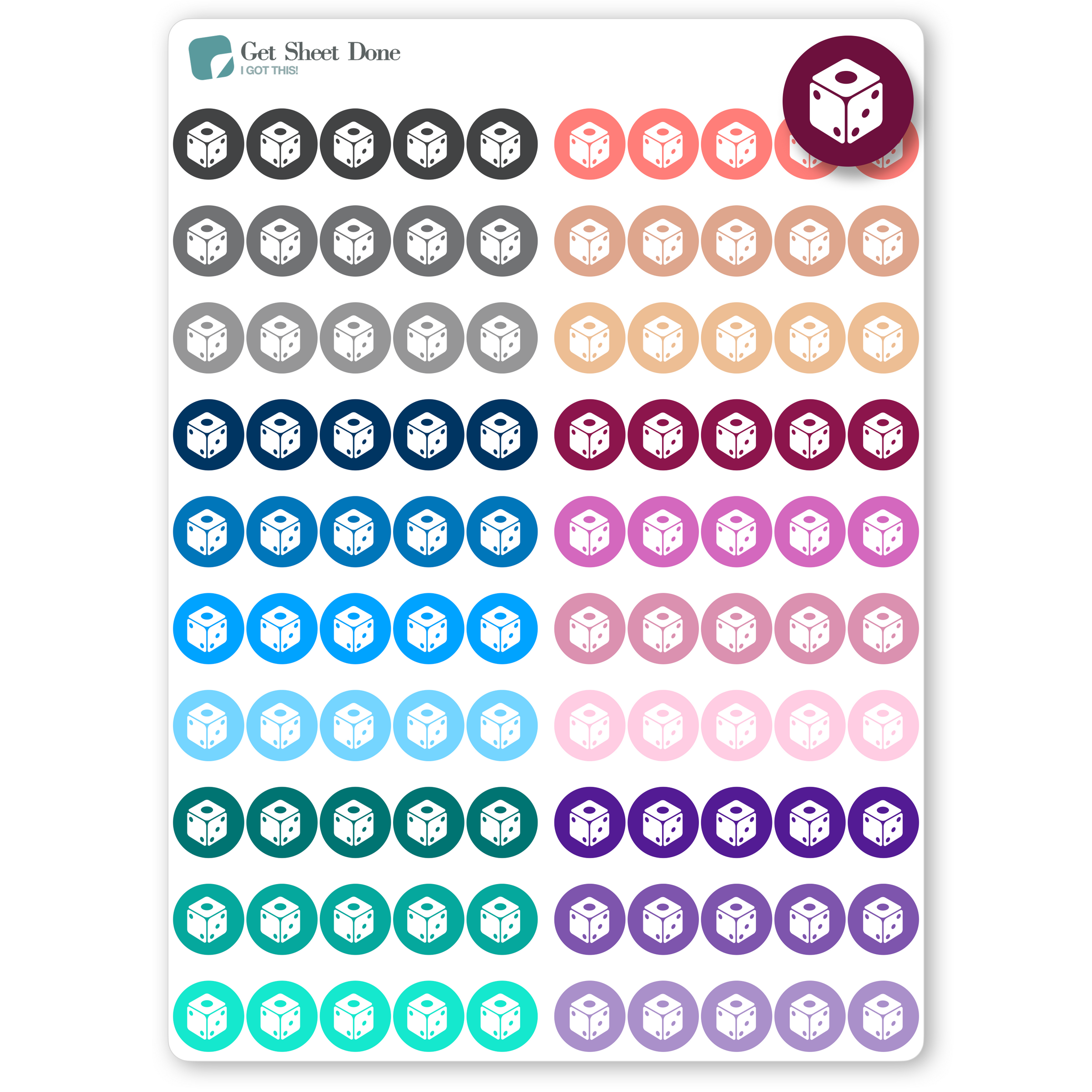 Game Night Dot Stickers (dice)