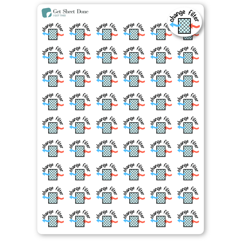 Change Filter Planner Stickers / Chore Reminder Stickers / Bullet Journaling / Bujo / Essential Productivity Stickers