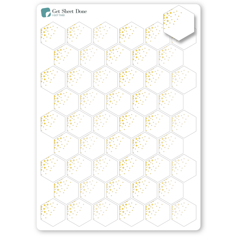 Foiled Hexagon Planner Stickers/ DIY Calendar Stickers / Write In  / Bullet Journaling / Bujo / Essential Productivity Stickers