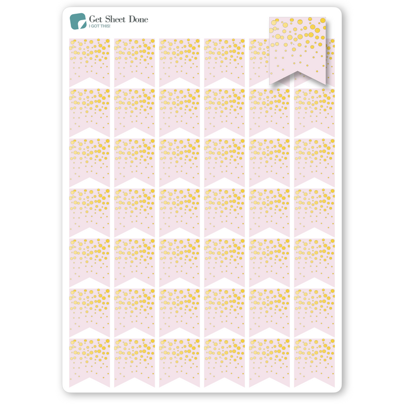 Foiled Flag Planner Stickers/ DIY Calendar Stickers / Write In  / Bullet Journaling / Bujo / Essential Productivity Stickers