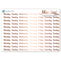 Foiled Week Stickers - Font B