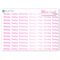 Foiled Week Stickers - Font B