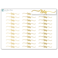 Notes Foiled Script Stickers