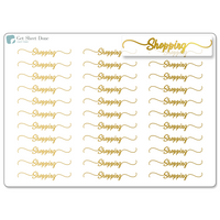 Shopping Foiled Script Stickers