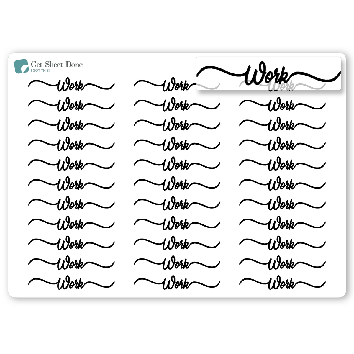 Work Line Sticker Work Foiled Script Stickers - Bullet Journal Stickers – Get Sheet Done