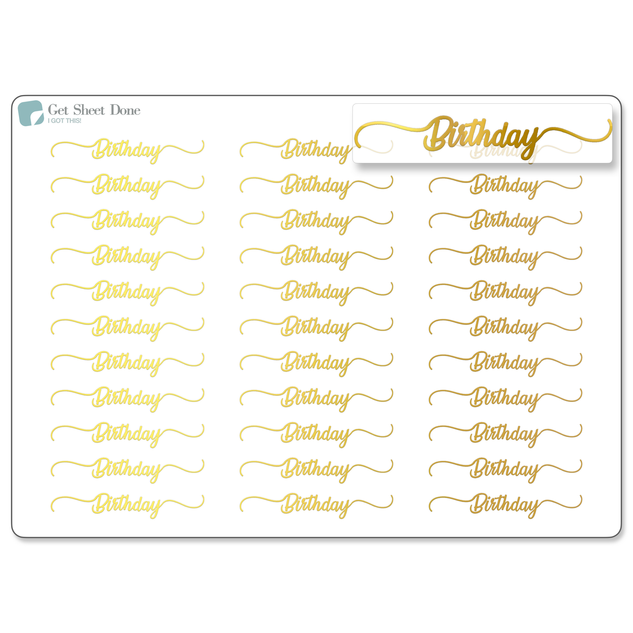 Birthday Foiled Script Planner Stickers / Appointments Reminder Stickers/ DIY Calendar Stickers / Script Text  / Bullet Journaling / Bujo / Essential Productivity Stickers