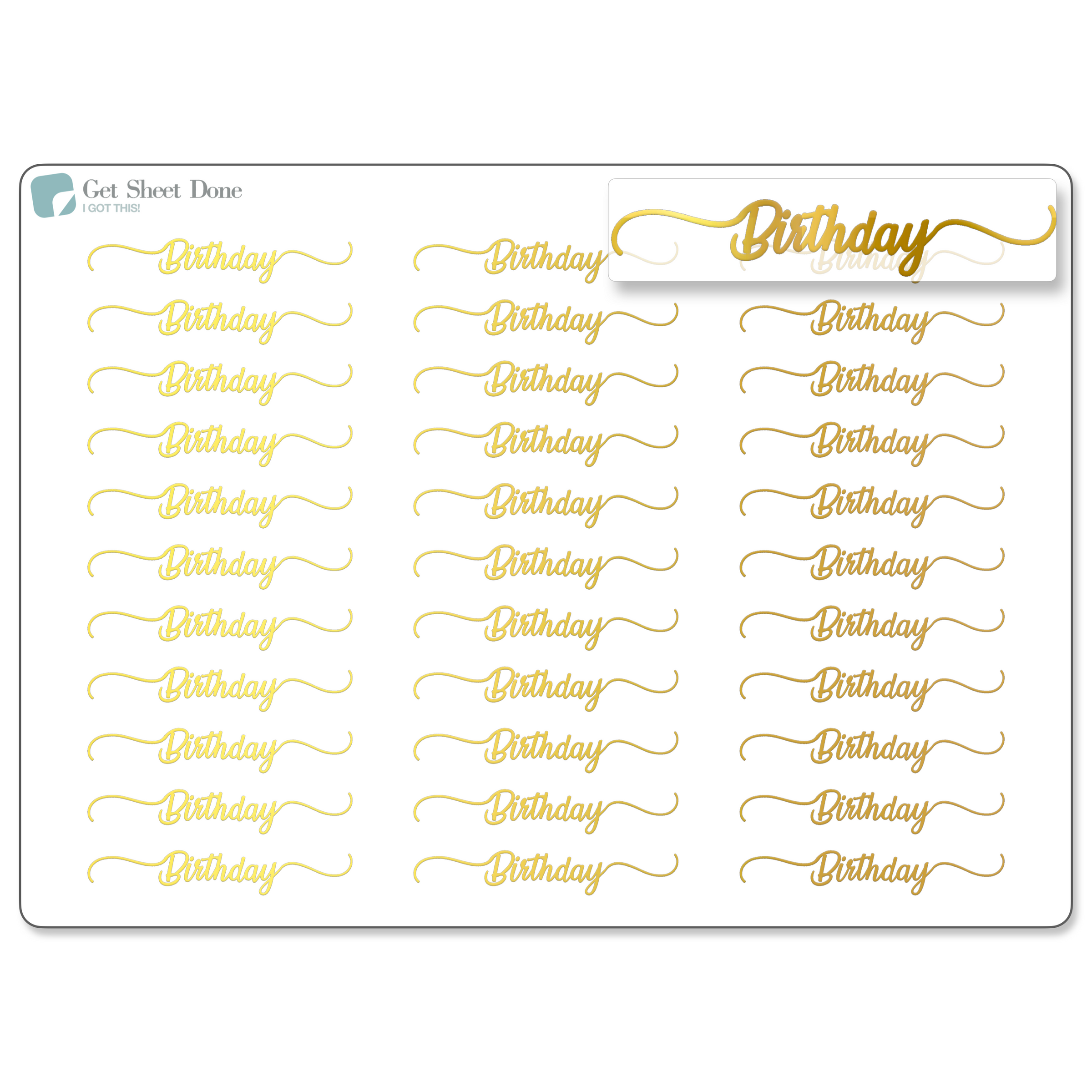 Birthday Foiled Script Stickers - Bullet Journal Stickers – Get