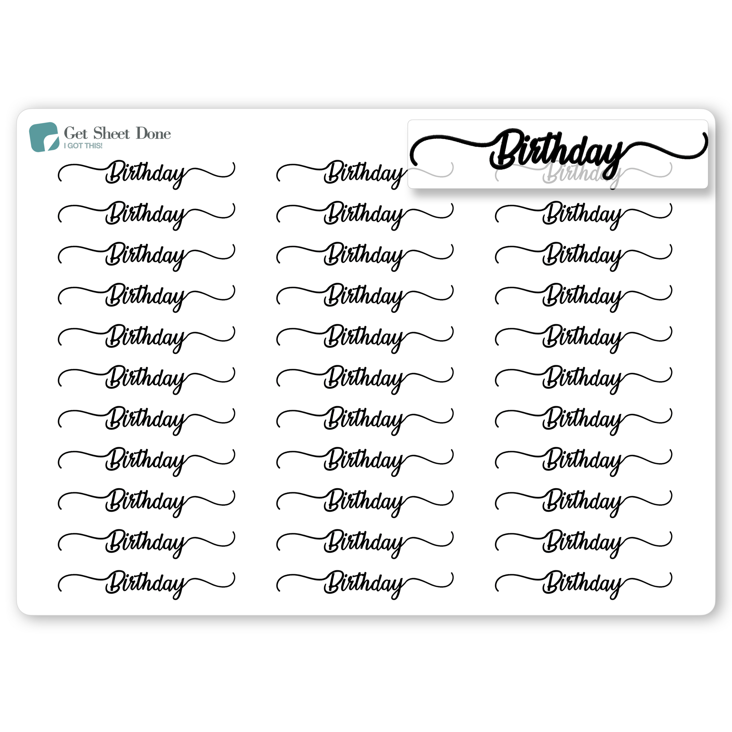 Birthday Foiled Script Stickers - Bullet Journal Stickers – Get