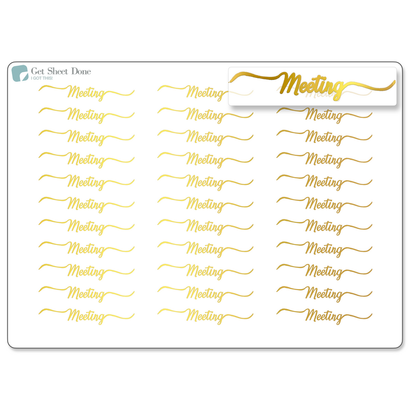 Meeting Foiled Script Stickers