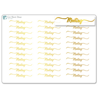 Meeting Foiled Script Stickers