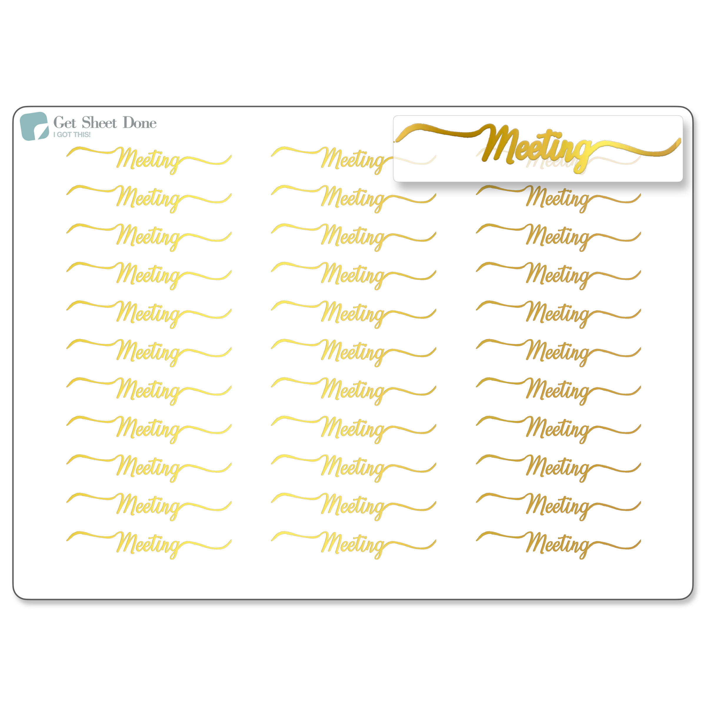 Meeting Foiled Script Stickers