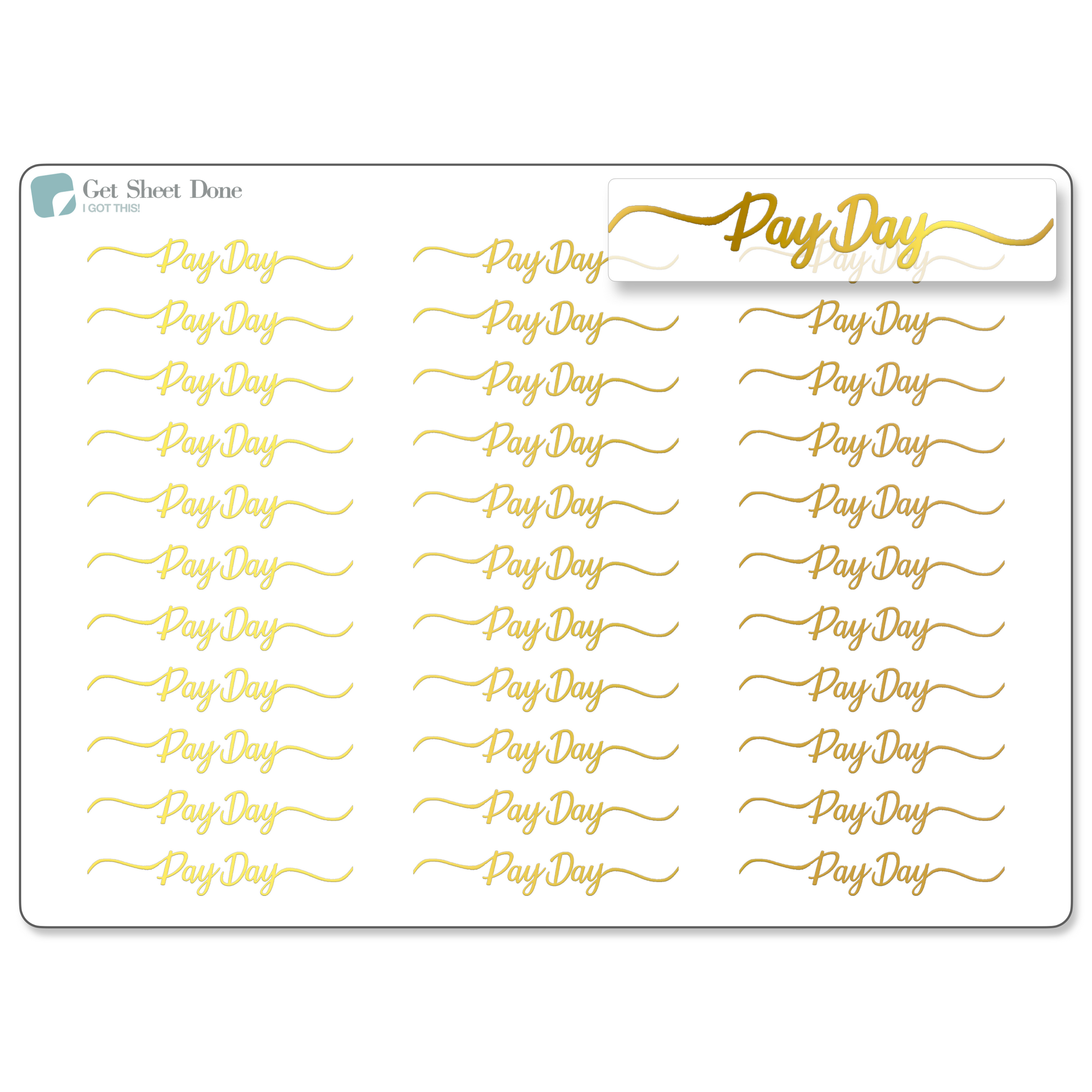 PayDay Foiled Script Planner Stickers / Appointments Reminder Stickers / Script Text  / Work Stickers / Bullet Journaling / Bujo / Essential Productivity Stickers